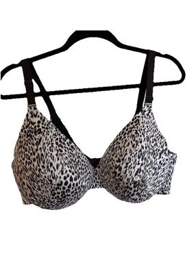 Cacique Underwire Full Coverage Bra Leopard Animal Print Black White 42DD